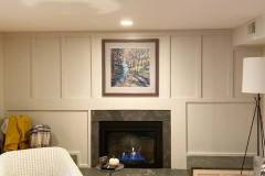 Custom Built in Place Fireplace Surround panel Molding Finished in Benjamin  Moore Regal Select Matte Spray Finish in Potomac Md
