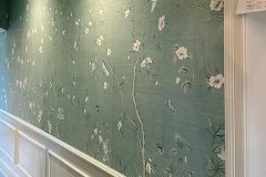 White Flowers on Green Background Residential Mural