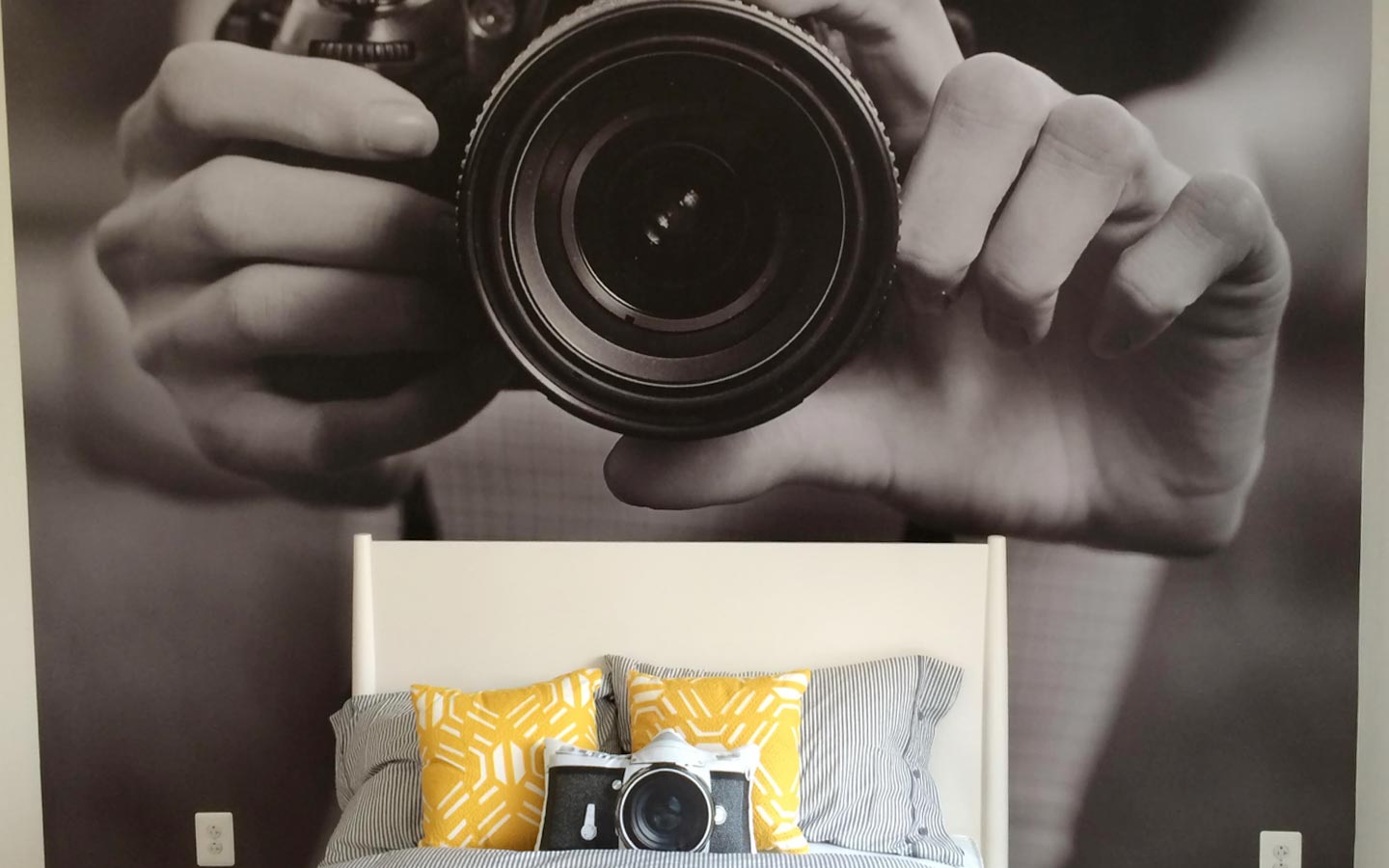 Custom very large vinyl wall mural of a camera