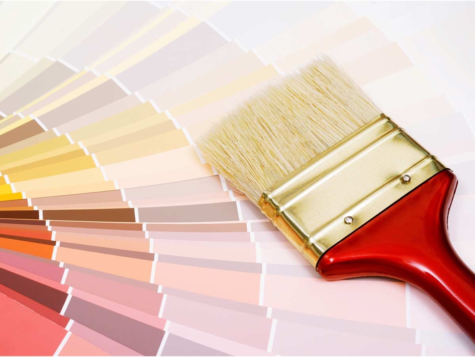 Paint bush with color swatch